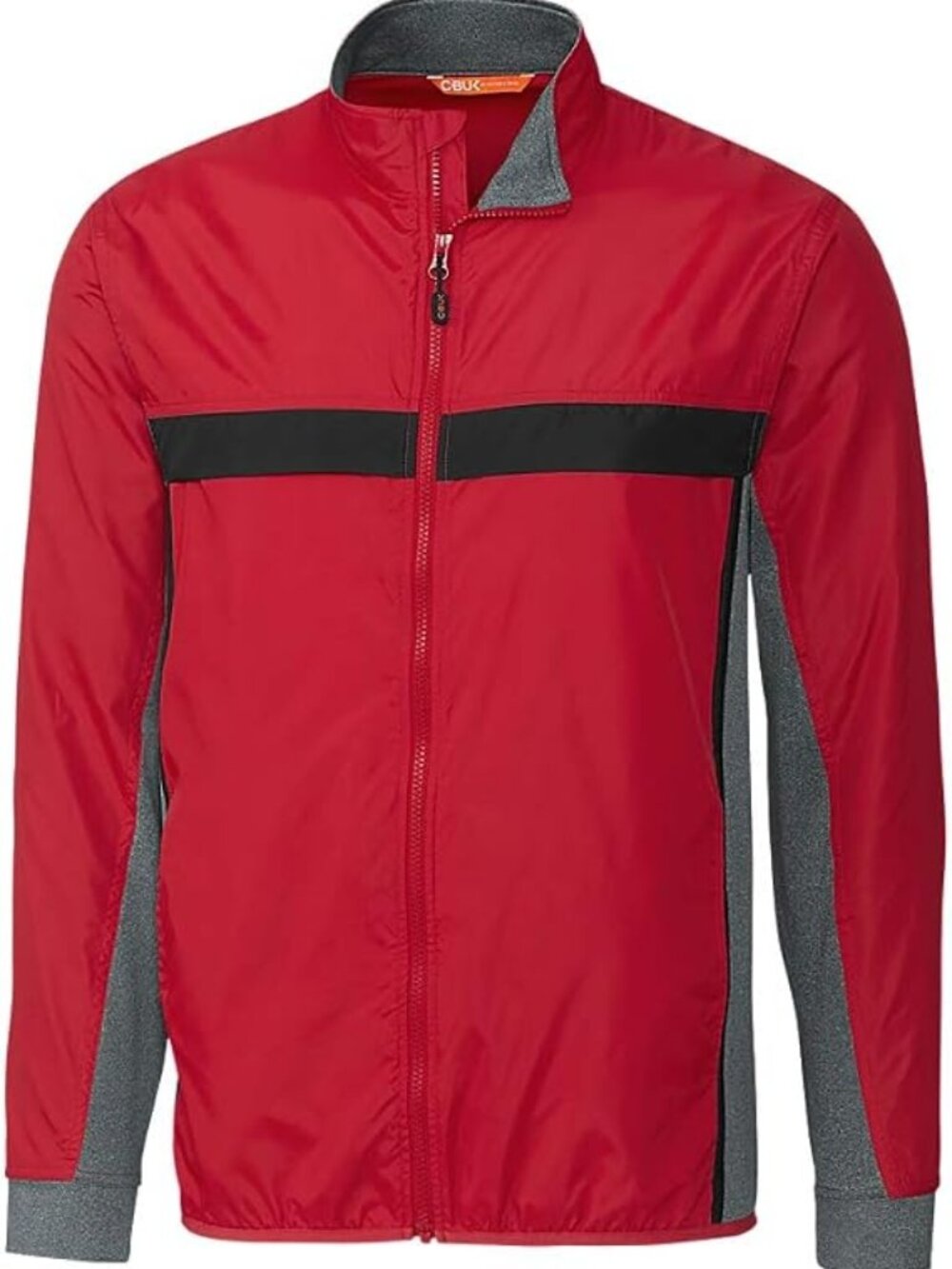 CBUK by Cutter & Buck Men's Wind Resistant Swish Colorblock Full Zip Jacket Red